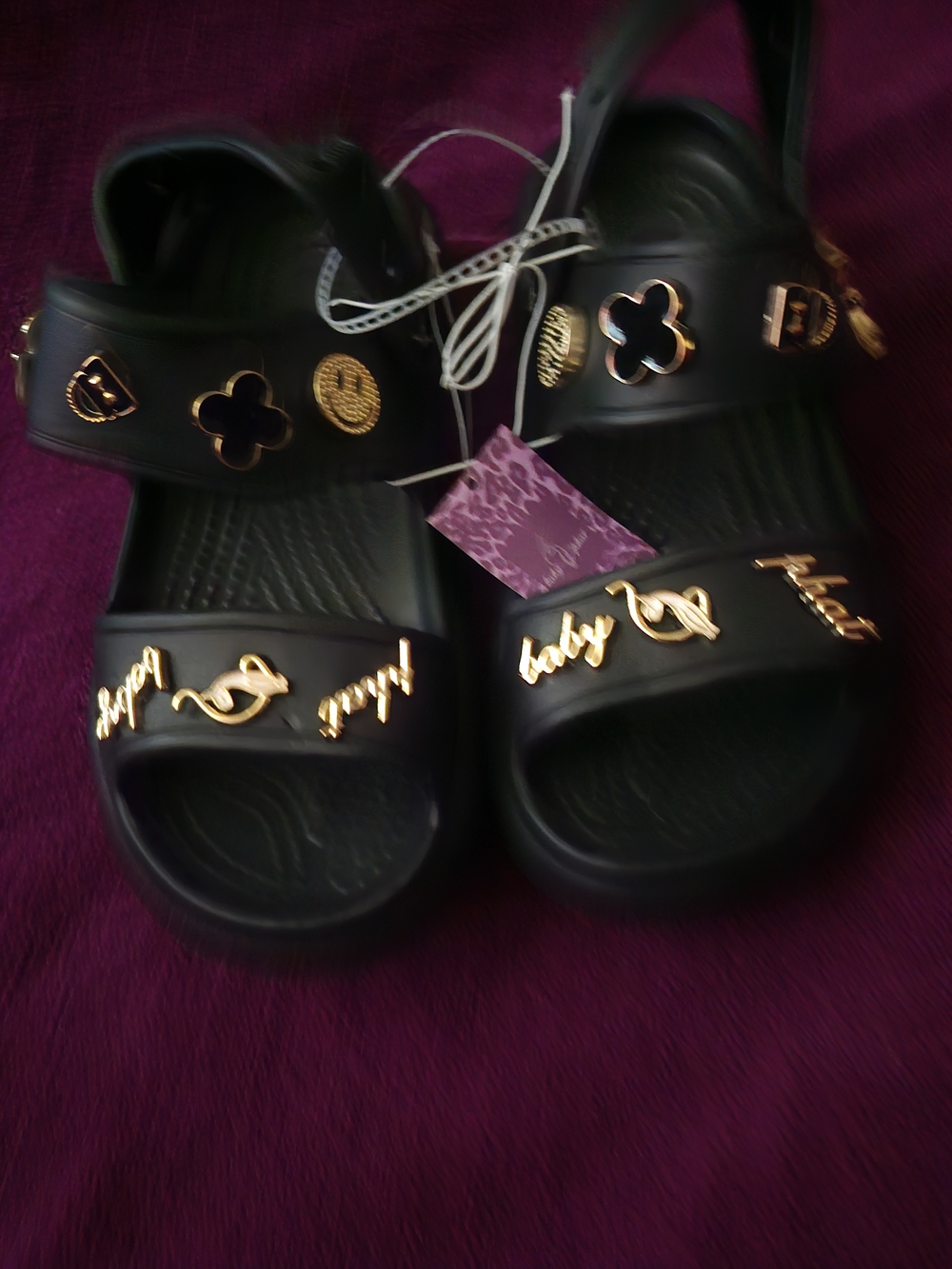 Baby Phat Black Sandals with Gold Accents